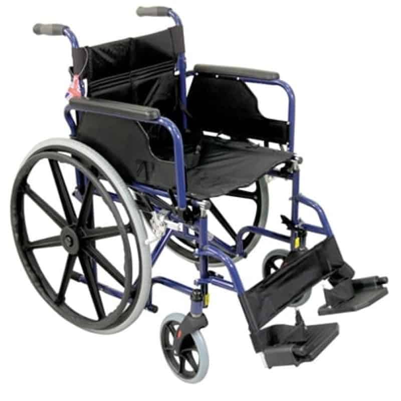 Deluxe Self Propelled Steel Wheelchair Blue Deluxe Self Propelled Steel Wheelchair Blue