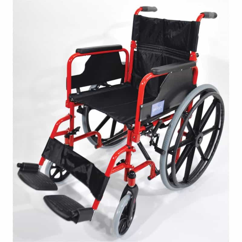 Deluxe Self Propelled Steel Wheelchair Red Deluxe Self Propelled Steel Wheelchair Red