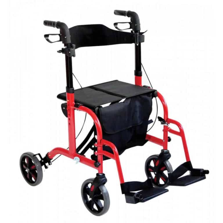 Aidapt Duo Deluxe Rollator and Transit Chair Red Aidapt Duo Deluxe Rollator and Transit Chair Red