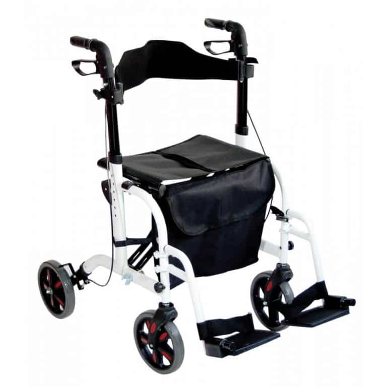 Aidapt Duo Deluxe Rollator and Transit Chair White Aidapt Duo Deluxe Rollator and Transit Chair White