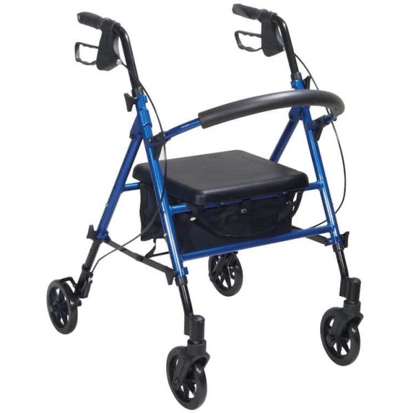 Adjustable Seat Height Rollator Blue