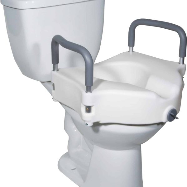 Locking Elevated Toilet Seat With Padded Removable Arms