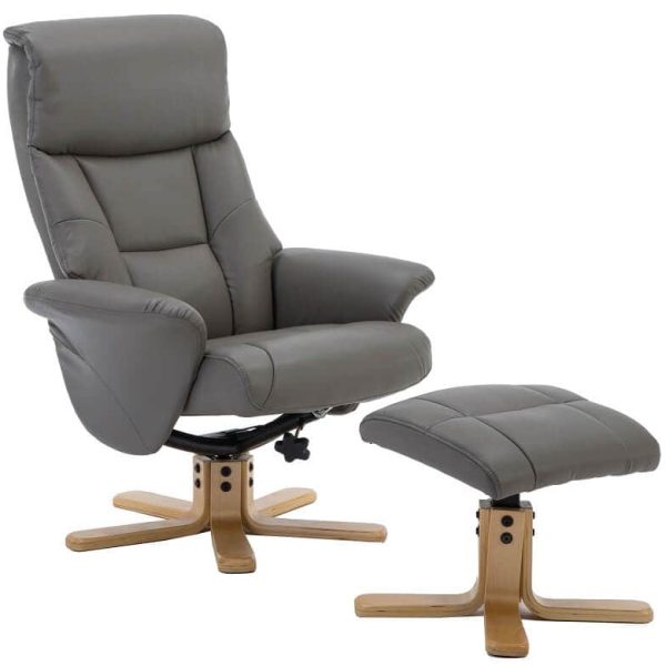 Marseille PU Swivel Recliner & Footstool Grey Marseille PU Swivel Recliner & Footstool Grey