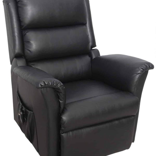 Nevada Anti Microbial PVC Dual Motor Riser Recliner Black