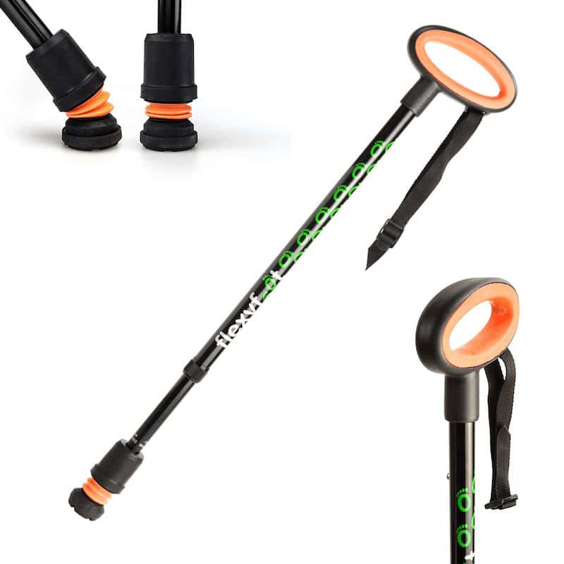 Flexyfoot Premium Oval Handle Walking Stick in Black