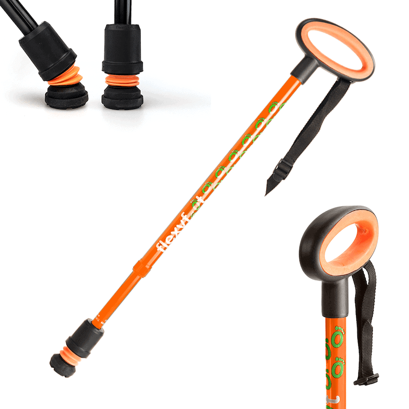 Flexyfoot Premium Oval Handle Walking Stick in Orange Flexyfoot Premium Oval Handle Walking Stick in Orange
