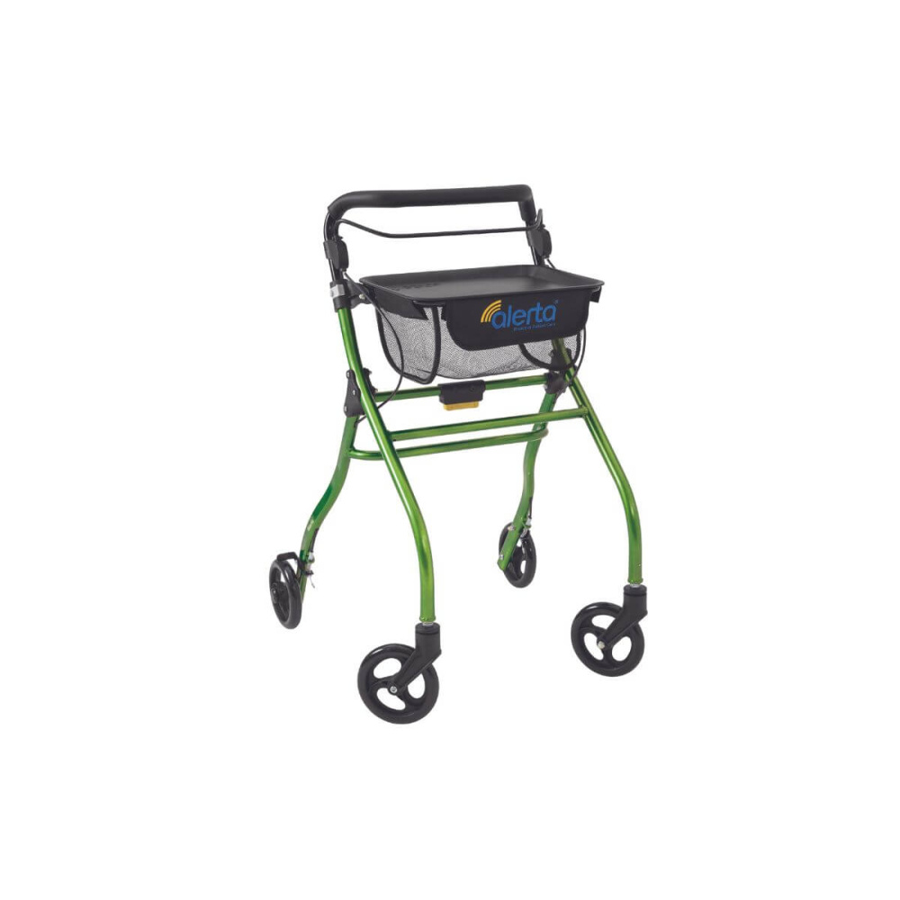 Alerta Four Wheel Aluminium Indoor Rollator Green Alerta Four Wheel Aluminium Indoor Rollator Green