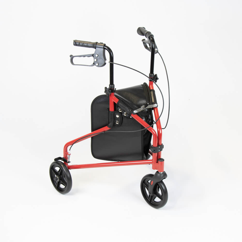 NRS Three Wheel Steel Rollator in Red NRS Three Wheel Steel Rollator in Red