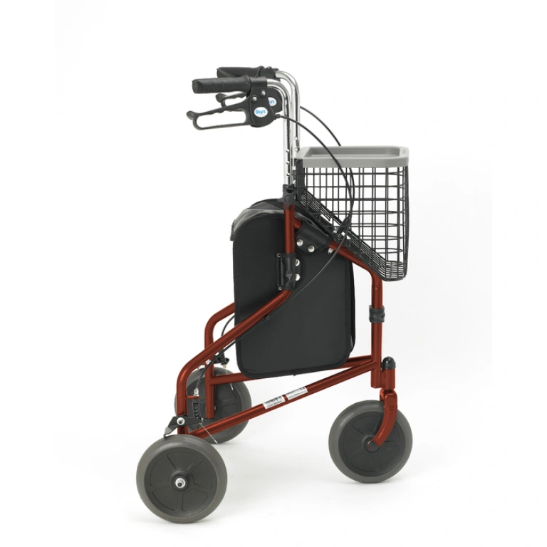 Days Three Wheeled Rollator Red Side Days Three Wheeled Rollator Red Side
