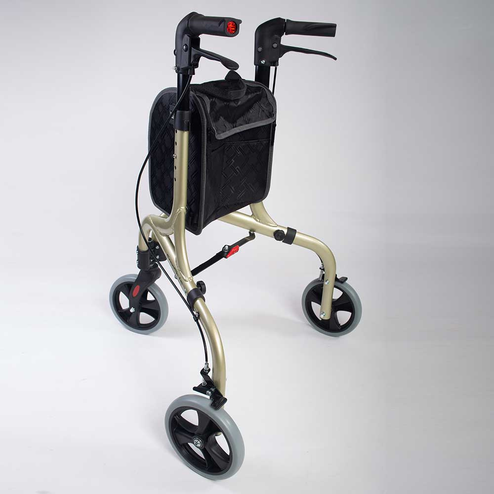 NRS Freestyle 3 Wheel Rollator Champagne Rear NRS Freestyle 3 Wheel Rollator Champagne Rear